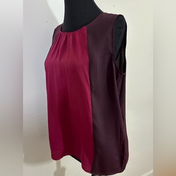 Loft sz sm top silky feel sleeveless, Front is a raspberry and remainder is brn - Picture 6 of 10
